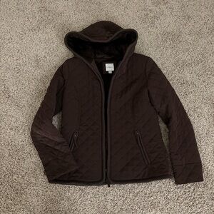 croft & barrow Quilted Hooded Puffer Jacket - Dark Brown